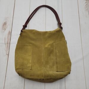 Ellington XL avocado green slouchy suede leather boho tote bag